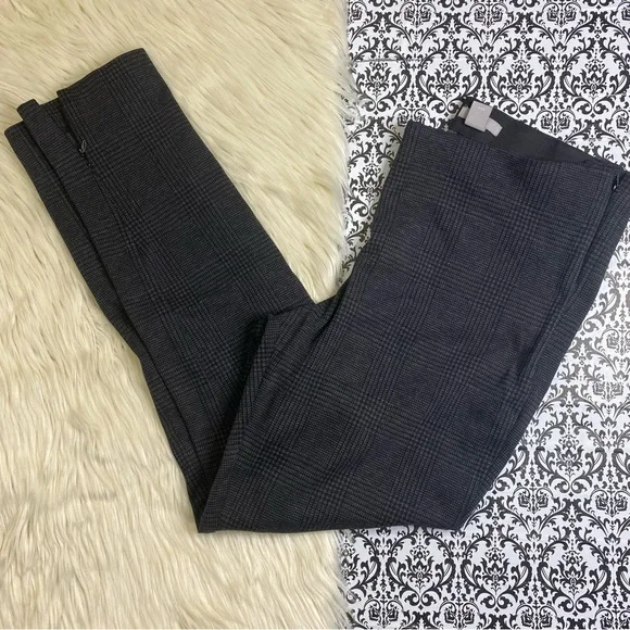 H&M : size 14 : plaid holiday zipper ankle slim fit skinny pull-on trouser pants - Picture 2 of 10